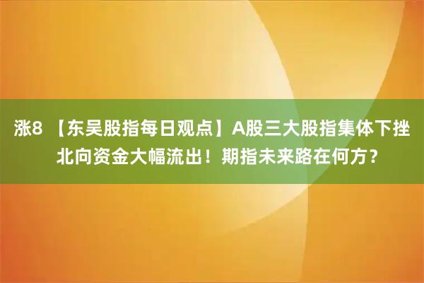 涨8 【东吴股指每日观点】A股三大股指集体下挫  北向资金大幅流出！期指未来路在何方？